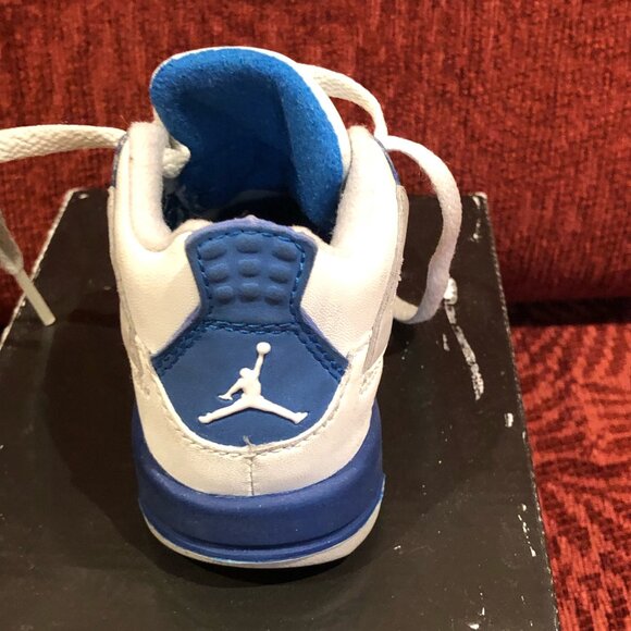 Vintage Boys Jordan 4 Retro Toddler Size 4C in Military Blue N Grey - Picture 9 of 15